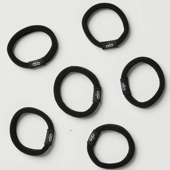 ALO Yoga Black Hair Ties/Bands Set of 6 | NWT - Picture 3 of 6
